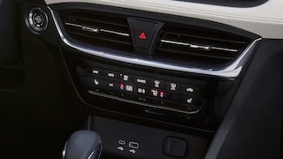 Close up view of the Dual-Zone Climate Controls inside the 2026 Buick Encore GX Avenir.