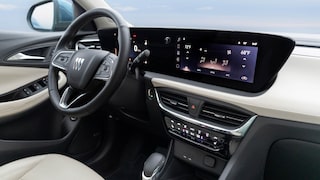 Front passenger's view of the interiors of the 2026 Buick Encore GX Avenir.