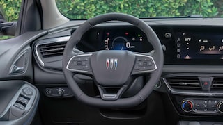 Driver's view of the steering wheel of the 2026 Buick Encore GX ST.