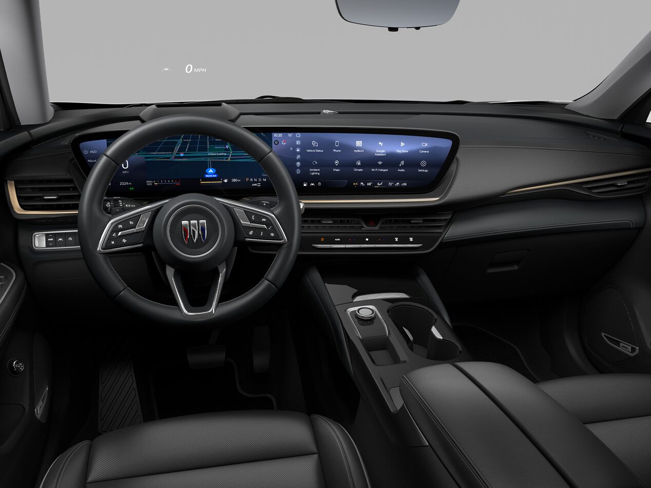 Interior View of the 2026 Buick Envision Avenir Compact SUV in Ebony seats with Ebony interior accents