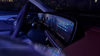 Interior View at Night of the Lite up Dashboard and Infotainment System in the 2026 Buick Envision Compact SUV