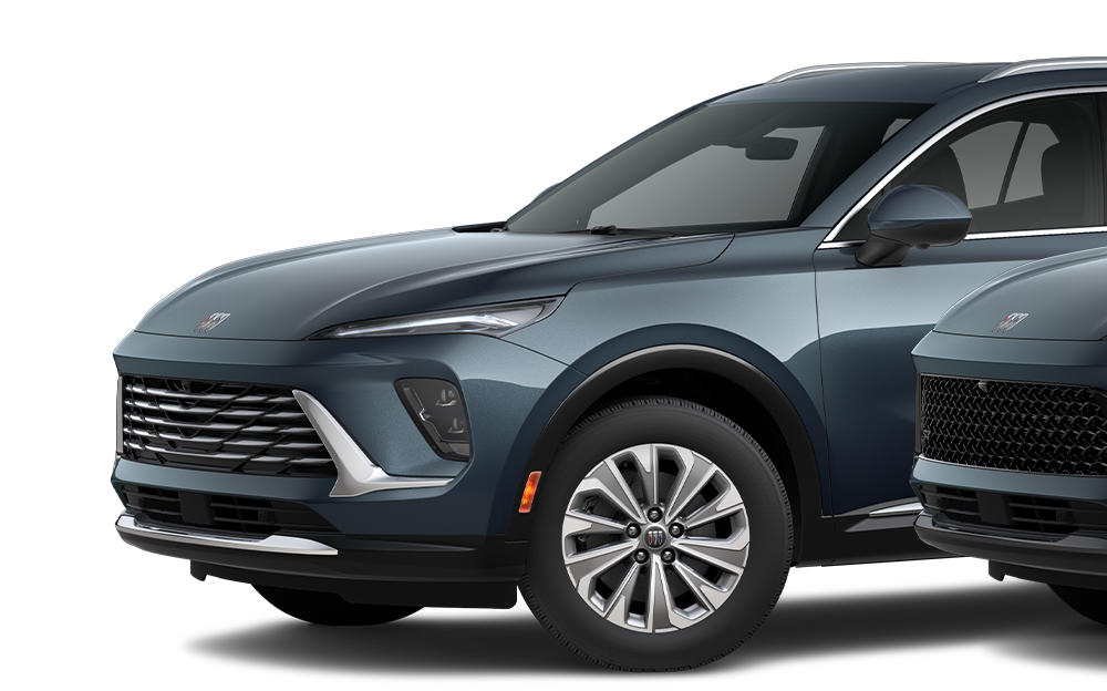 The 2026 Buick Envision Preferred, Avenir, and ST Trims Lined-up on a Black Background