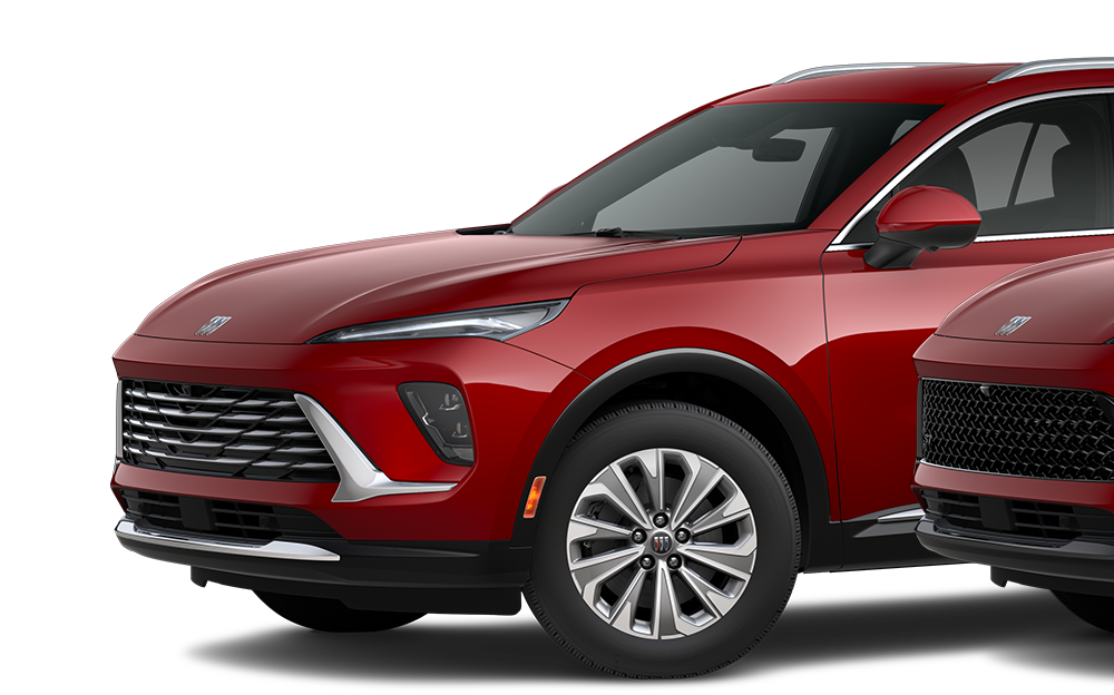 The 2026 Buick Envision Preferred, Avenir, and ST Trims Lined-up on a Black Background