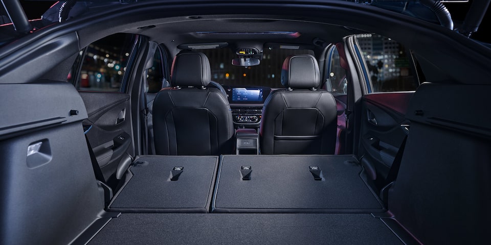 Trunk View of the 2026 Buick Envista Interior with the Back Seats Folded Down