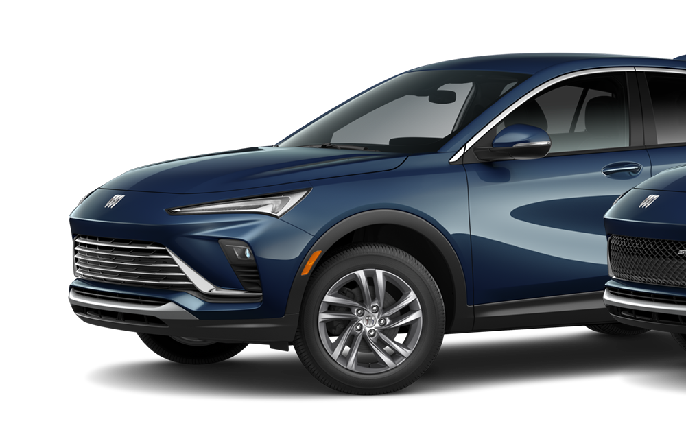 Three-Quarters View of the 2026 Envista Preferred Subcompact SUV in the Color Ocean Blue Metallic
