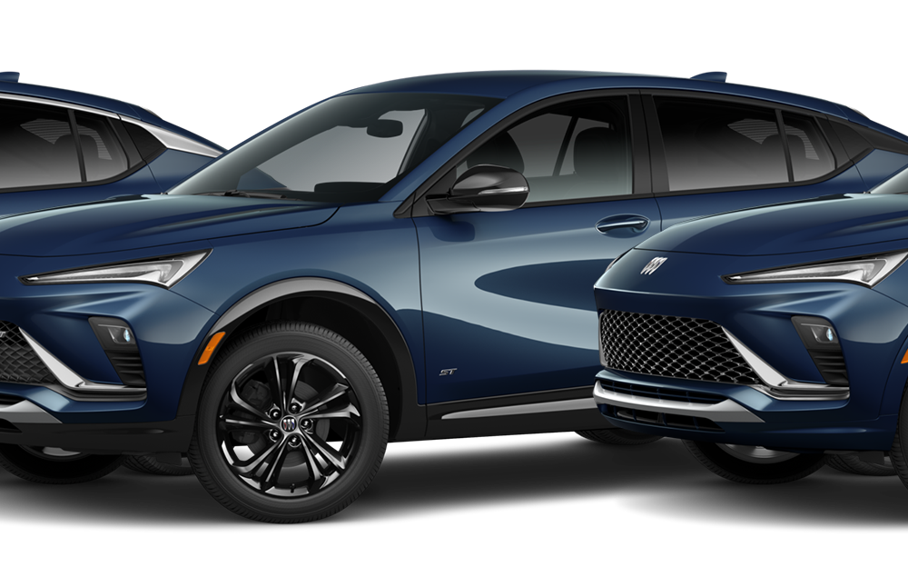 Three-Quarters View of the 2026 Envista ST Sporty SUV in the Color Ocean Blue Metallic