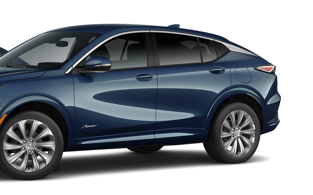 Three-Quarters View of the 2026 Envista Avenir Luxury SUV in the Color Ocean Blue Metallic